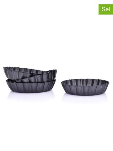 DUKA 4-delige set: taartvormen zwart - (H)2,1 x Ø 10,3 cm
