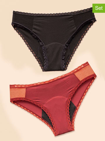 FreeU 2-delige set: menstruatieslips zwart/rood