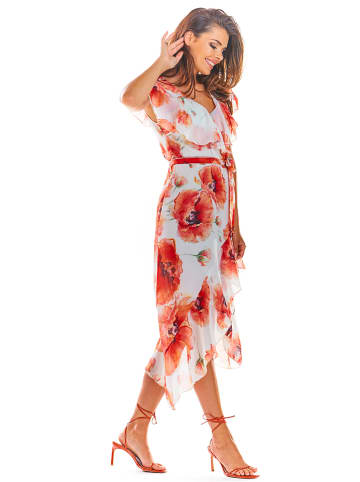 Awama Kleid in Rot/ Weiß