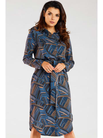 Awama Jurk bruin/blauw
