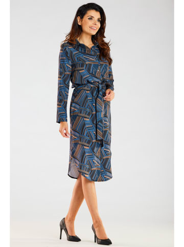 Awama Kleid in Braun/ Blau