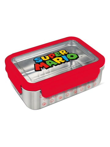 Super Mario Roestvrijstalen broodtrommel "Super Mario" rood - (L)19,5 x (B)14,2 x (H)7,2 cm