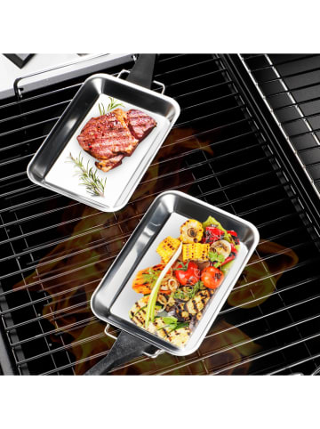 Chefware 2-delige set: roestvrijstalen grillpannetjes - (L)18 x (B)13 cm