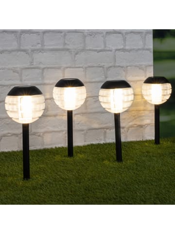 Profigarden Solarne lampy ogrodowe LED (4 szt.) w kolorze czarnym na trzonku - wys. 30 cm