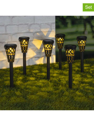 Garden Hero 6-delige set: ledsolartuinstekers zwart - (H)37,5 x Ø 7 cm
