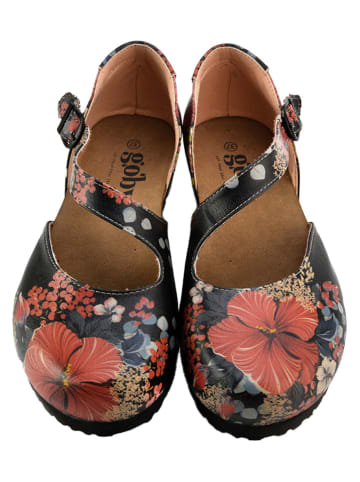 Goby Leder-Ballerinas in Schwarz/ Rot