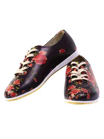 Goby Leder-Sneakers in Schwarz/ Rot