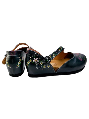 Goby Leder-Ballerinas in Dunkelblau/ Bunt