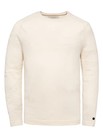 CAST IRON Lniany sweter w kolorze białym