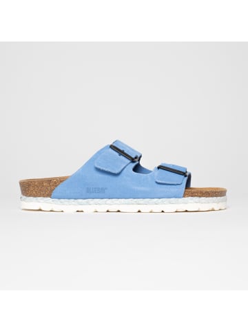 Blue Bay Leder-Pantoletten "Timaru" in Hellblau