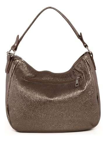 Mia Tomazzi Leren schoudertas "Molise" goudkleurigbraun - (B)30 x (H)20 x (D)8 cm