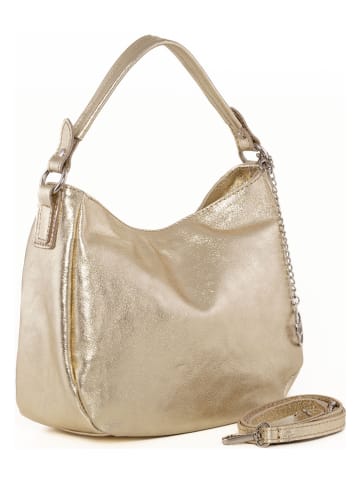 Mia Tomazzi Leder-Schultertasche "Molise" in Gold - (B)30 x (H)20 x (T)8 cm