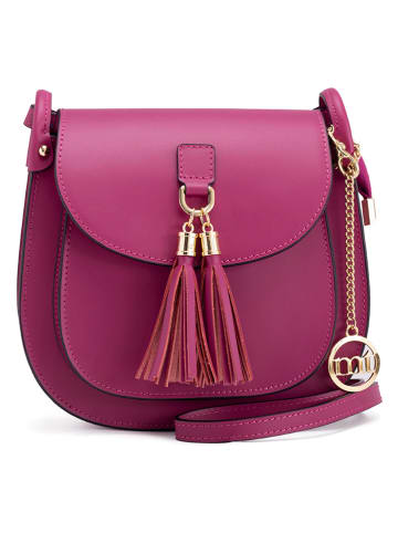 Mia Tomazzi Leder-Umhängetasche "Farsaglia" in Fuchsia - (B)21 x (H)23 x (T)8 cm