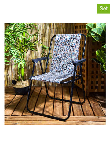 Garden Spirit Składane krzesła (2 szt.) w kolorze czarnym ze wzorem - 51 x 73 x 38 cm