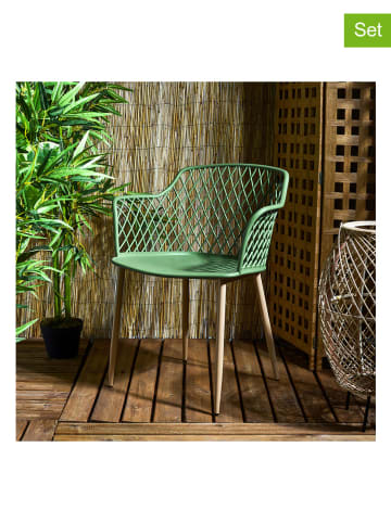 Garden Spirit 4-delige set: tuinstoelen "Malaga" groen - (B)62 x (H)80 x (D)54 cm