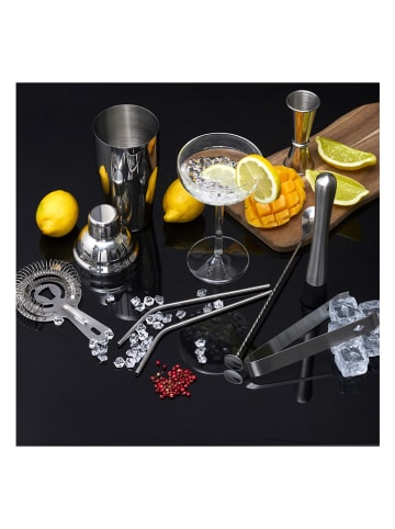 COOK CONCEPT 15-delige cocktailset zilverkleurig/zwart