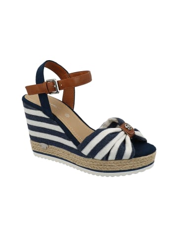 Tom Tailor Sandały w kolorze biało-granatowym na koturnie