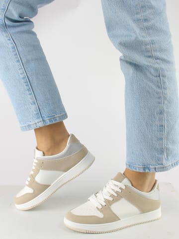 Foreverfolie Sneakersy w kolorze beżowo-białym