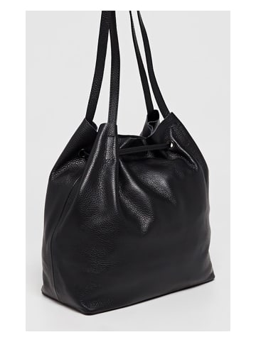 Victor & Hugo Paris Leder-Schultertasche "Luna" in Schwarz - (B)31 x (H)35 x (T)16 cm