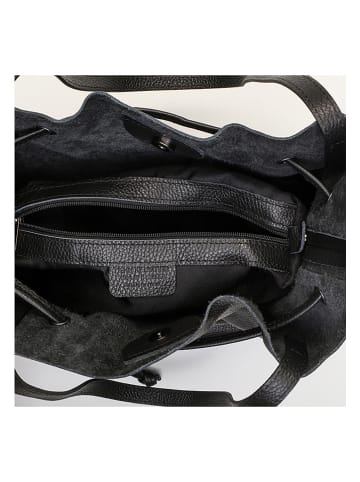 Victor & Hugo Paris Leder-Schultertasche "Luna" in Schwarz - (B)31 x (H)35 x (T)16 cm