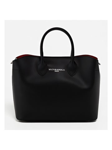Victor & Hugo Paris Leder-Henkeltasche "Nisa" in Schwarz - (B)31 x (H)25 x (T)14 cm