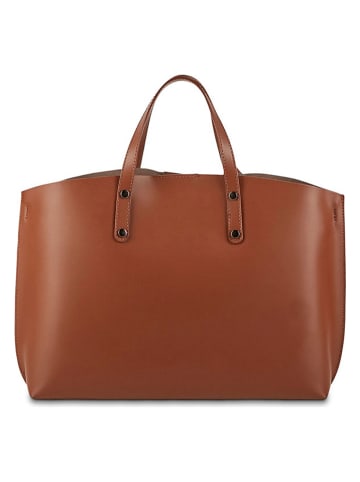 Victor & Hugo Paris Skórzany shopper bag "Livel" w kolorze brązowym - 45 x 31 x 12 cm