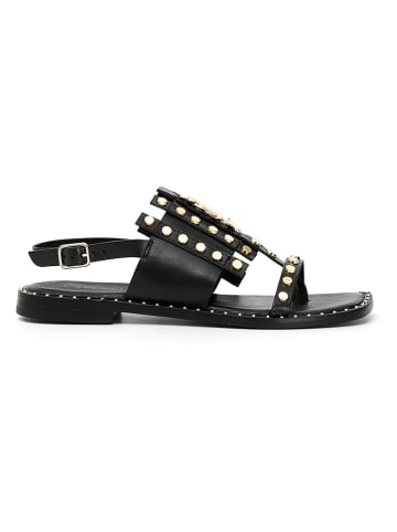 Cafe Noir Leder-Sandalen in Schwarz