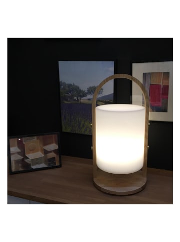 lumisky 2-delige set: ledbuitenlampen "Woody" lichtbruin/wit - (H)37 x Ø 19 cm
