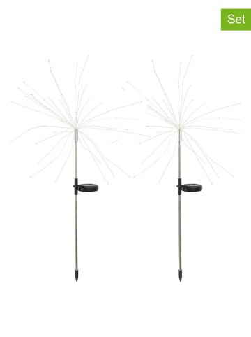lumisky 2-delige set: ledsolartuinstekers "Fireworks" wit - (H)97 cm