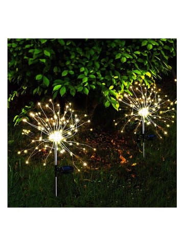 lumisky 2-delige set: ledsolartuinstekers "Fireworks" wit - (H)97 cm