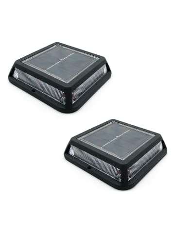 lumisky 2er-Set: LED-Solar-Bodenspots "Quadry" in Schwarz - (B)12 x (H)3 x (T)12 cm