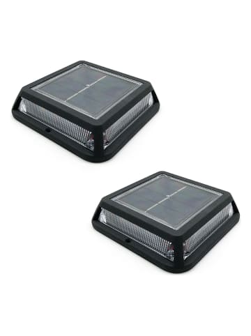 lumisky Lampy solarne LED (2 szt.) "Quadry" w kolorze czarnym - 12 x 3 x 12 cm