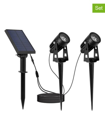 lumisky 2er-Set: LED-Solar-Gartenstecker "Roundy" in Schwarz - (H)27 cm