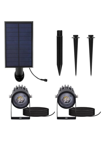 lumisky 2er-Set: LED-Solar-Gartenstecker "Roundy" in Schwarz - (H)27 cm