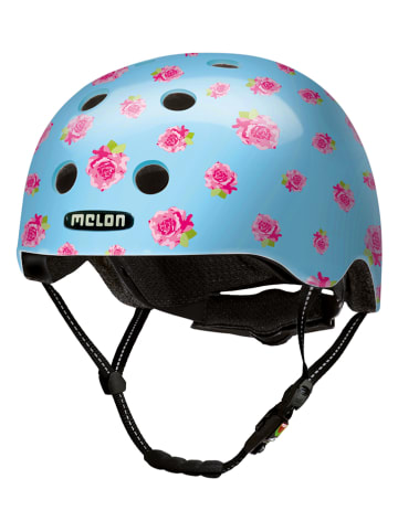 Melon Helmets Kask rowerowy "Flying Roses" w kolorze błękitnym