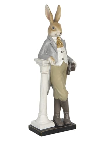 Clayre & Eef Decoratief figuur "Konijn met hoed" grijs/beige - (B)17 x (H)46 x (D)9 cm