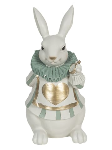 Clayre & Eef Decoratief figuur"Konijn-meisje" wit/groen - (B)17 x (H)33 x (D)14 cm