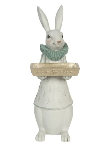 Clayre & Eef Decoratief figuur"Konijn-meisje" wit - (B)15 x (H)37 x (D)13 cm