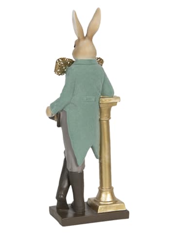 Clayre & Eef Decoratief figuur"Konijn" goudkleurig/groen - (B)17 x (H)46 x (D)15 cm