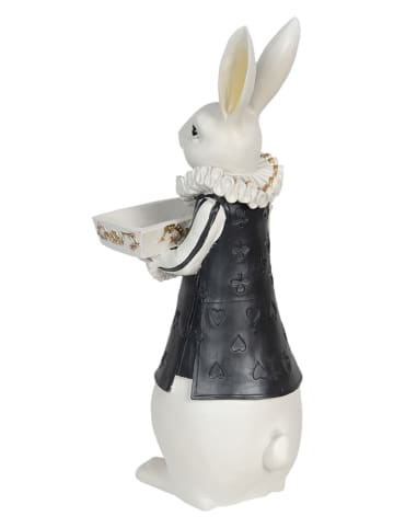 Clayre & Eef Decoratief figuur "Konijn meisje" wit/zwart - (B)15 x (H)37 x (D)13 cm