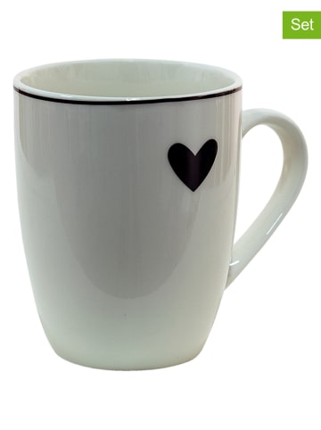 Clayre & Eef 6-delige set: mokken wit - 350 ml