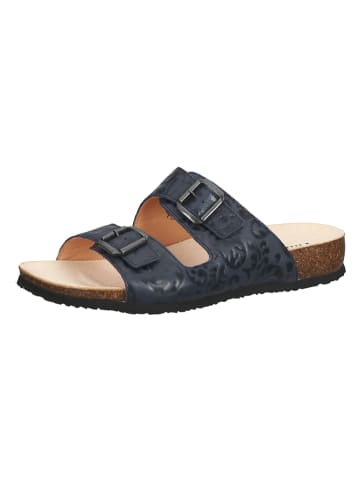 Think! Leder-Pantoletten in Dunkelblau