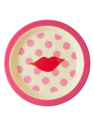 Rice Dessertbord "Kiss" wit/roze - Ø 22 cm
