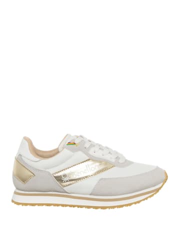 Benetton Sneakers in Weiß/ Grau/ Gold