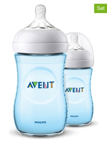 Philips Avent 2-delige set: babyflessen "Natural" lichtblauw - 260 ml