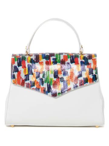 Anna Morellini Leder-Henkeltasche "Anna" in Weiß/ Bunt - (B)30 x (H)20 x (T)9 cm