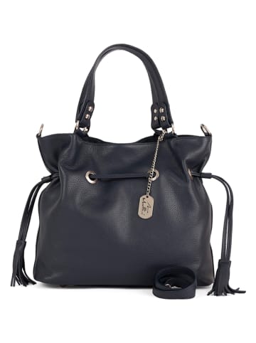 Anna Morellini Leren schoudertas donkerblauw - (B)34 x (H)30 x (D)13 cm