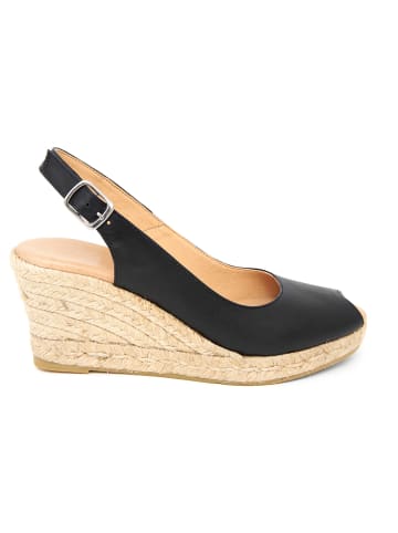 Mia Loé Leder-Keilpeeptoes in Schwarz