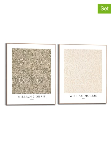 Orangewallz 2er-Set: Gerahmte Kunstdrucke "William Morris - Leaf Set" - (B)40 x (H)50 cm