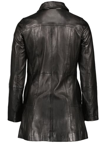 7eleven Skórzany płaszcz "Leo" w kolorze czarnym